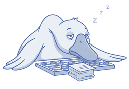 Erschöpfte Gans am Tippen